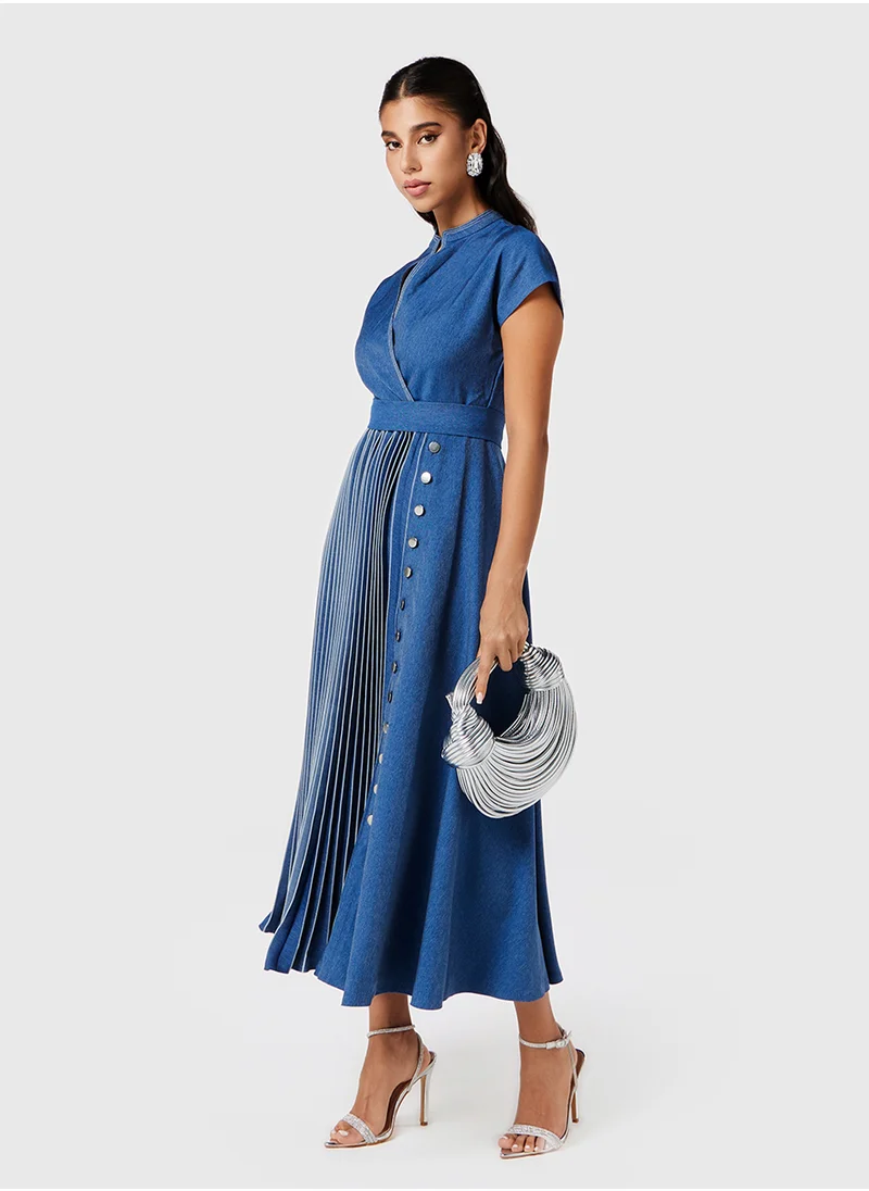 Threadz by Ajooni Pleated Button Detailed Dress
