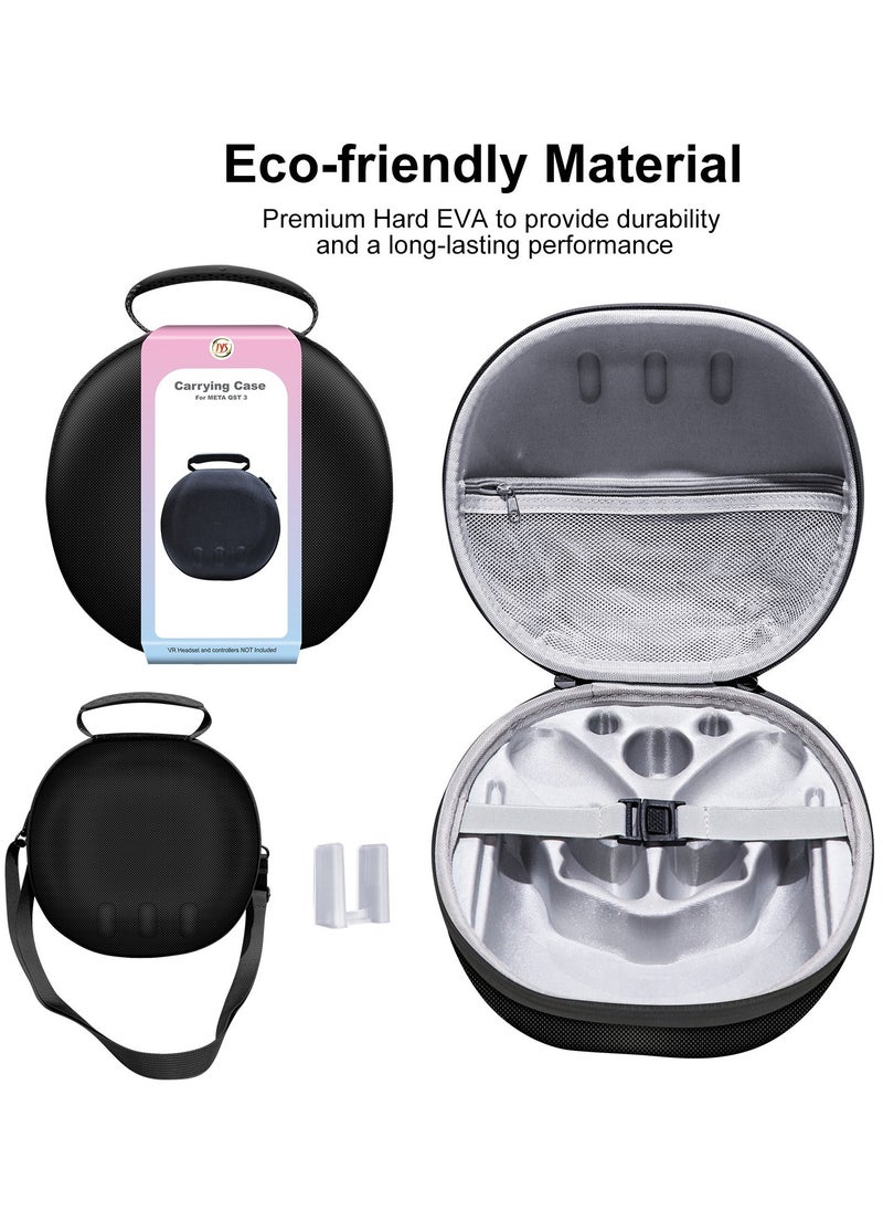 Generic Waterproof Hard Carrying Case for Meta Oculus Quest 3 VR Gaming Headset and Touch Controllers nd Other Accessories Shockproof Carrying Bag Organizer Case with Mesh Pocket Suitable for Travel and Home Storage(Black)  - Image 1