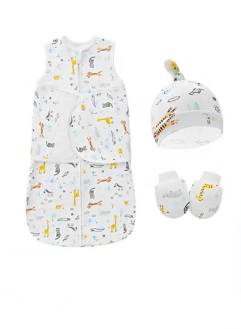 6 PCS Newborn Sleepsack Swaddle Blanket Baby Swaddling Wrap Infant Babies Sleeping Bag with Hat and Anti-grasping Gloves for Boy Girl Soft Cotton Sleep Sack - Image 1
