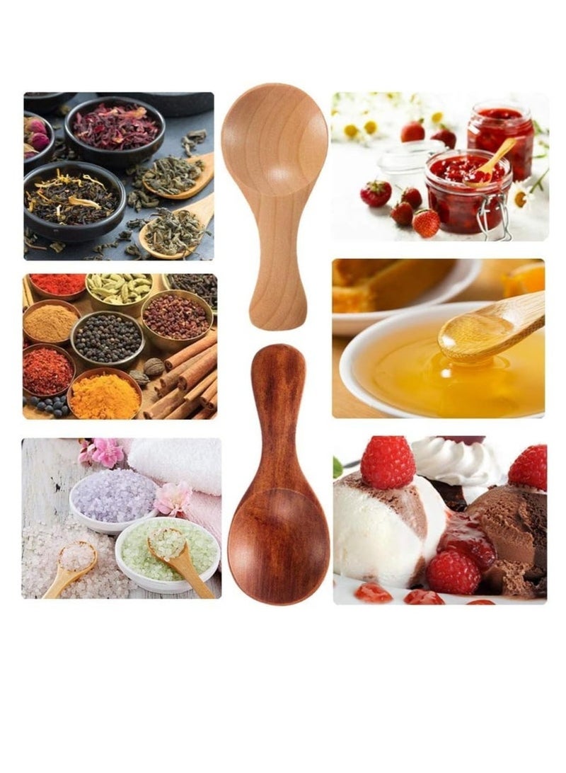 Small Wooden Salt Spoon - 10 Pack Mini Wood Spoon with Short Handle, Perfect for Small Jars of Jam, Spices, Condiments, Seasoning, Sugar, Honey, Coffee, Tea, Mustard, Ice Cream, Milk Powder  - Image 3
