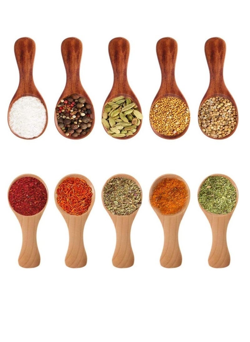 Small Wooden Salt Spoon - 10 Pack Mini Wood Spoon with Short Handle, Perfect for Small Jars of Jam, Spices, Condiments, Seasoning, Sugar, Honey, Coffee, Tea, Mustard, Ice Cream, Milk Powder  - Image 4