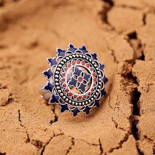 VOYLLA Multicolour Brass Mandala Tribal Inspired Ring for Women and Girls - Image 2