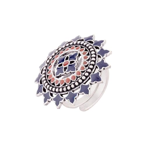 VOYLLA Multicolour Brass Mandala Tribal Inspired Ring for Women and Girls - Image 1