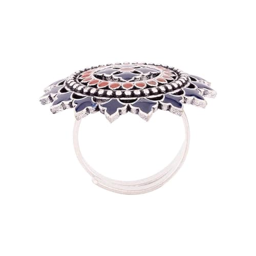 VOYLLA Multicolour Brass Mandala Tribal Inspired Ring for Women and Girls - Image 4