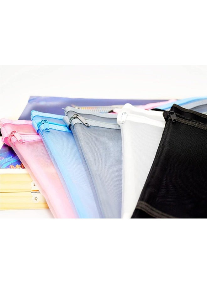 Generic - 4 Pcs Pencil Case File Folder, Nylon Mesh Zipper Pouch Zipper Bags, Waterproof Zipper Pouch, File Bags for Women Men and Kids, Zipper File Bags for Office Supplies, 13x 9.64 Inches A4 File Pocket - Image 1