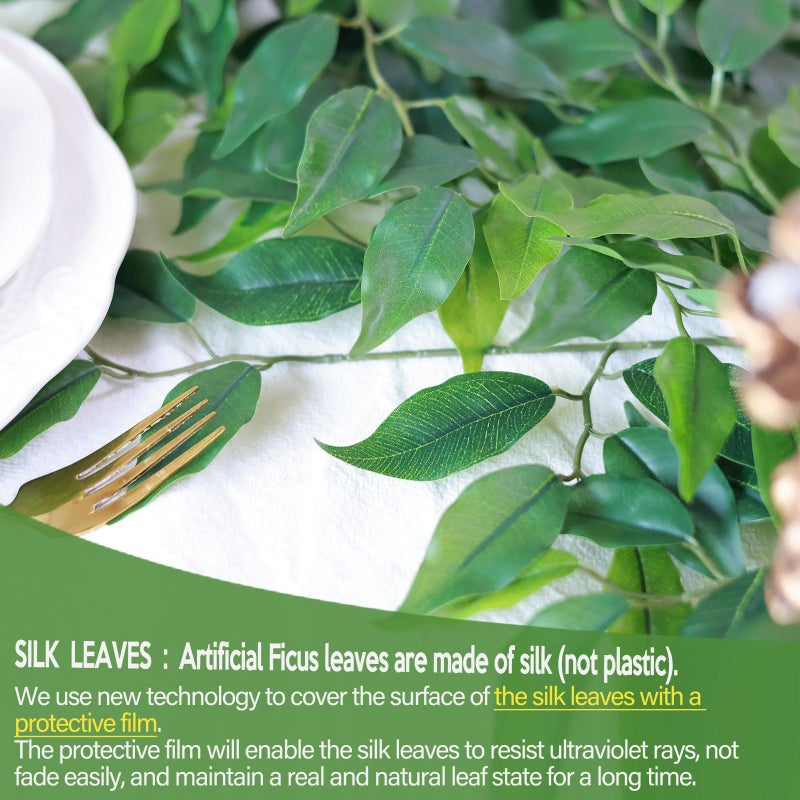 mizii 24pcs Artificial Greenery Stems Silk Green Leaves Fake 23in Ficus Garland Spray Plants Faux Greenery Decoration for Centerpieces Wedding Arch Flower Bouquet Table Home Decor (24) - Image 4