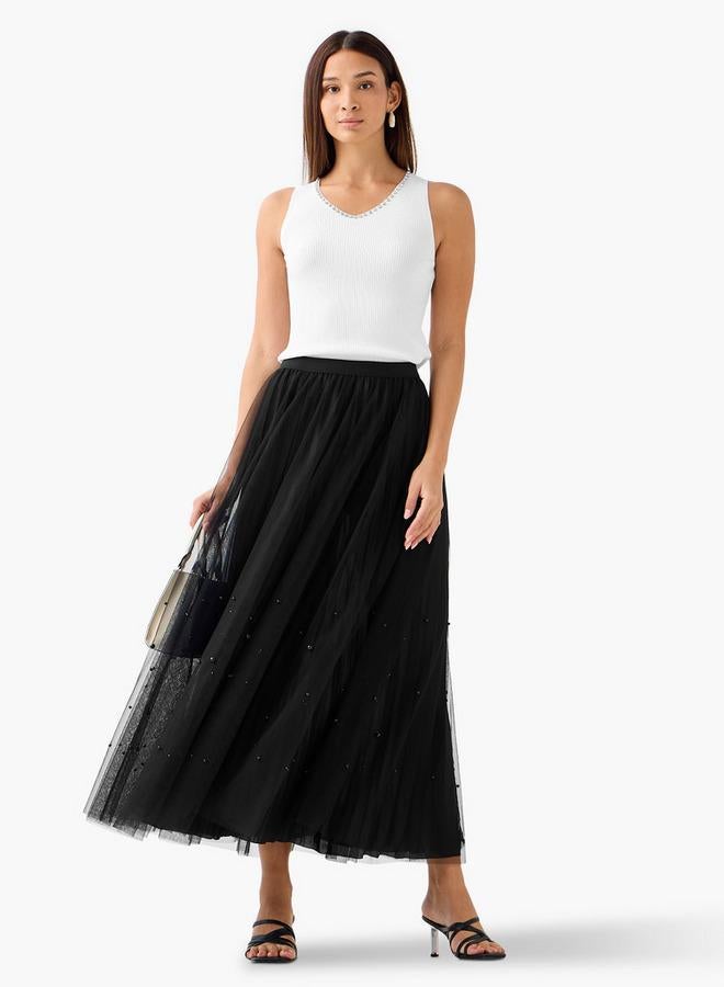 تواكستريمز تنورة ماكسي مزينة بخصر مطاطي - Image 3