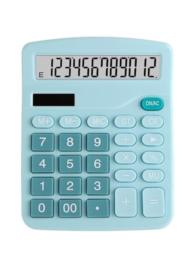 Standard Function Basic Calculator, 12-Digit Desktop Calculator, Mini Compact, Big Numbers, Solar Battery Two Power, Quick Response, for Home, Office, Primary, Secondary, College - Image 1
