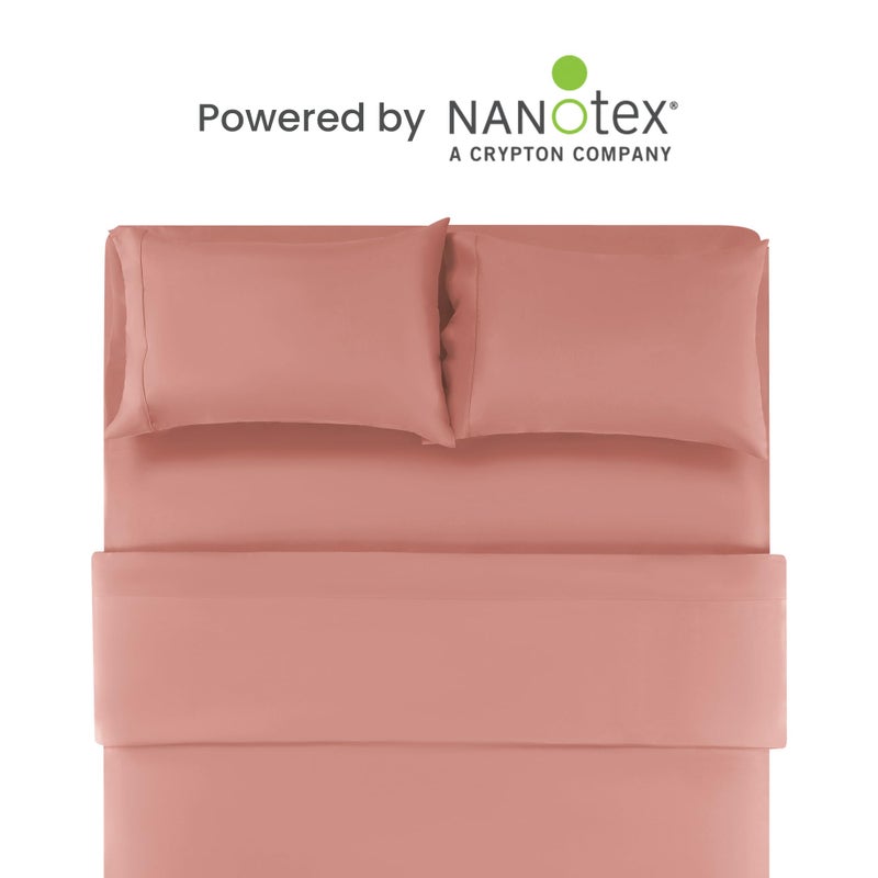 SLEEP ZONE Nanotex Super Soft Cooling Twin Bed Sheets Set for Kids 3 Piece - Easy Care Fitted Flat Sheet & Pillowcase Sets - Wrinkle Free  Fade Resistant  Deep Pocket 16"" (Dull Pink  Twin) - Image 2