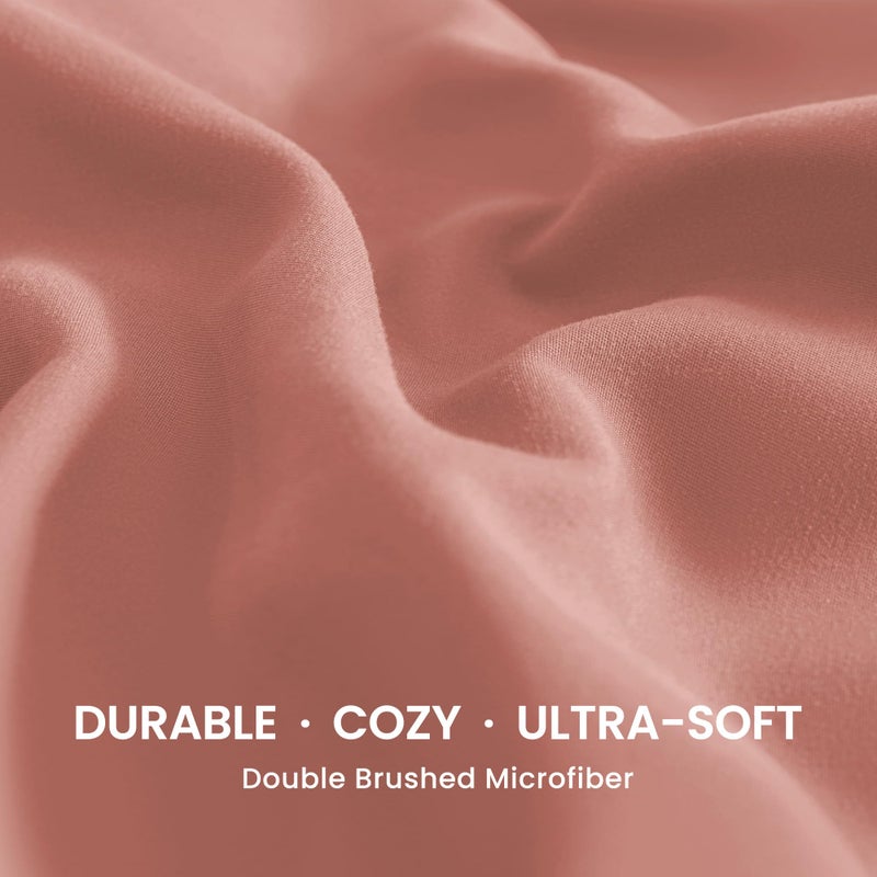 SLEEP ZONE Nanotex Super Soft Cooling Twin Bed Sheets Set for Kids 3 Piece - Easy Care Fitted Flat Sheet & Pillowcase Sets - Wrinkle Free  Fade Resistant  Deep Pocket 16"" (Dull Pink  Twin) - Image 4