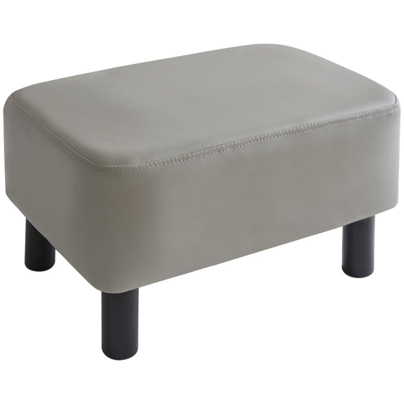 YMYNY 42CM Footstool Rectangle Ottoman with Stable Wooden Legs Modern PU Leather Footrest Change Shoes Stool for Living Room Padded Seat for Bedroom Gray RFBD211