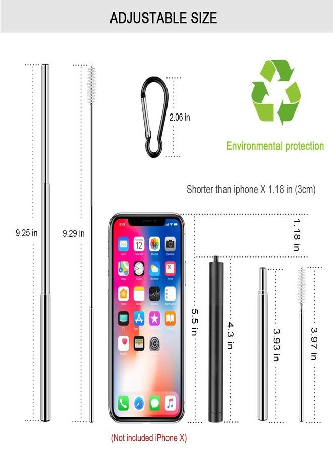 Doboli 2 Pack Reusable Metal Straws Collapsible Stainless Steel Drinking Straw Travel Portable Telescopic Straw with Case for Cruise Ship Essentials Black/Rose Gold - Image 3