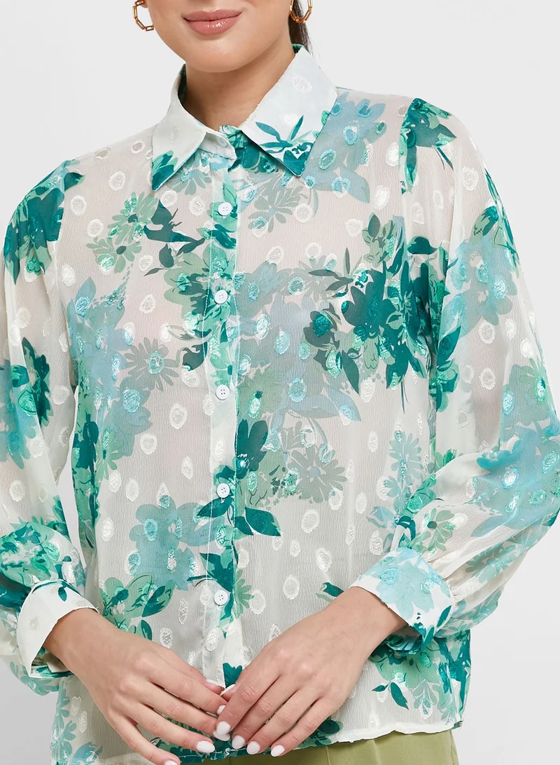 ELLA Printed Cuff Detail Shirt