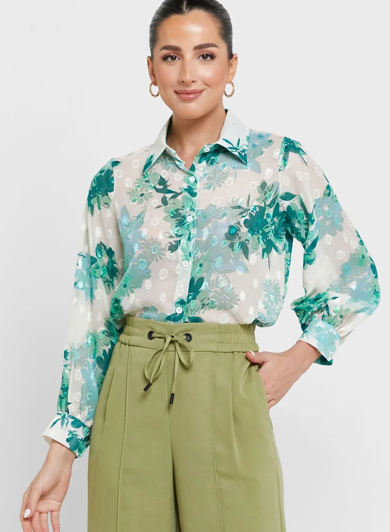 ELLA Printed Cuff Detail Shirt