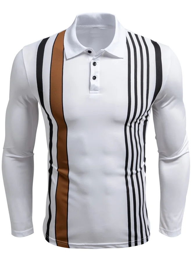 تايك تو قميص بولو مخطط بأكمام طويلة