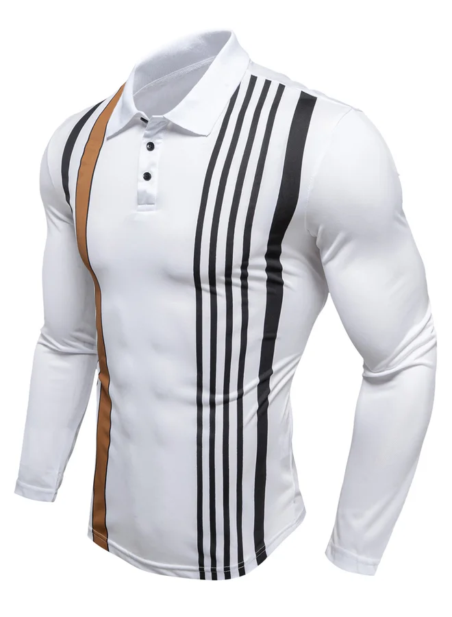 تايك تو قميص بولو مخطط بأكمام طويلة