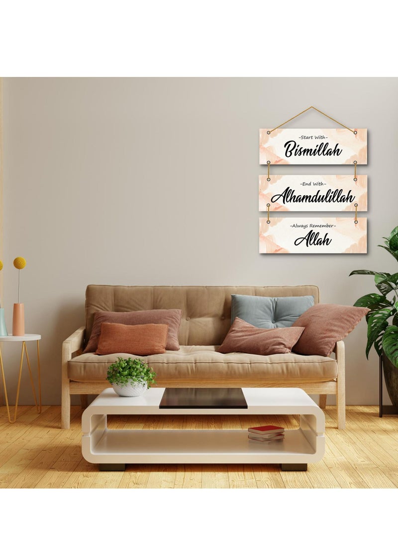 The Earthy House Room Decor Wall Hanging | Living Room | Bedroom| Home Decor | Motivational Quotes | Positive Quotes - 61 x 30 cm - Set of 3 - Design 1