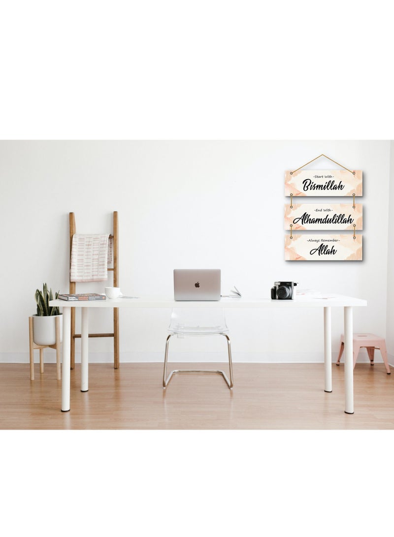 The Earthy House Room Decor Wall Hanging | Living Room | Bedroom| Home Decor | Motivational Quotes | Positive Quotes - 61 x 30 cm - Set of 3 - Design 1
