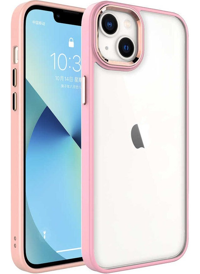 Dexmon - Iphone 14 Plus Case Metal Button and Camera Framed Edges Silicone Back Hard Titanium Case - Image 1