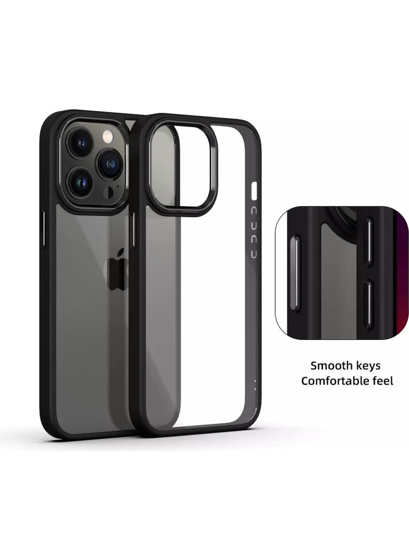 Dexmon - Iphone 14 Plus Case Metal Button and Camera Framed Edges Silicone Back Hard Titanium Case - Image 1