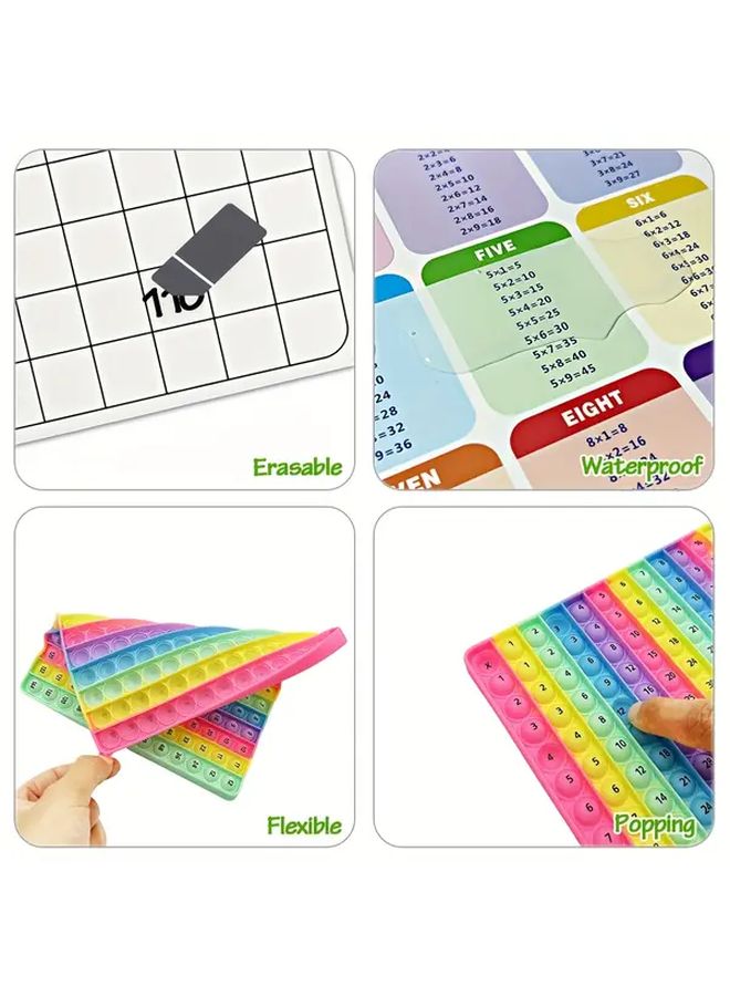 بطاقات الممارسة التعليمية للرياضيات 12x12 ألعاب الضرب مخطط الجمع مجموعة سوداء قابلة للمسح - Image 5