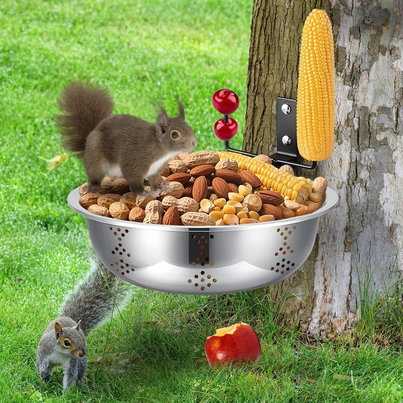 Gnodry Squirrel Feeders for Outside, Metal Squirrel House for Outdoor, Durable Bowl Tree Mounted of Chipmunk Feeder, Squirrel Food for Backyard Squirrels Hold Corn, Corn Cob, Peanuts (8.5Inch - Image 1