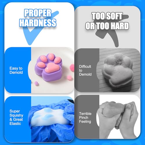 Vividye Liquid Silicone for Taba Squishy Kit, 7oz Fast Cure Squishy Gel 1:1 AB Ratio Mixed, Super Soft Silicone Rubber for Squishy Maker, Cat Paw Casting, DIY Decompression Gift Perfect for Beginners - Image 4