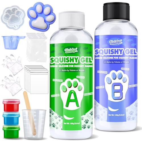 Vividye Liquid Silicone for Taba Squishy Kit, 7oz Fast Cure Squishy Gel 1:1 AB Ratio Mixed, Super Soft Silicone Rubber for Squishy Maker, Cat Paw Casting, DIY Decompression Gift Perfect for Beginners - Image 1