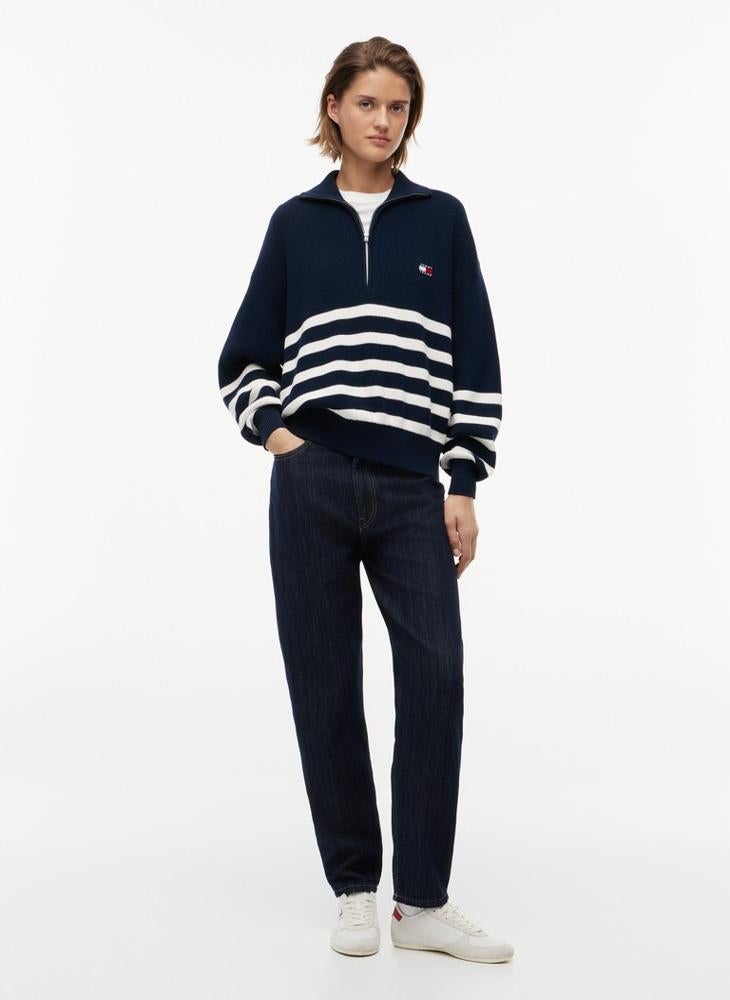 TOMMY JEANS Badge Stripe Quarter-Zip Jumper - Image 4