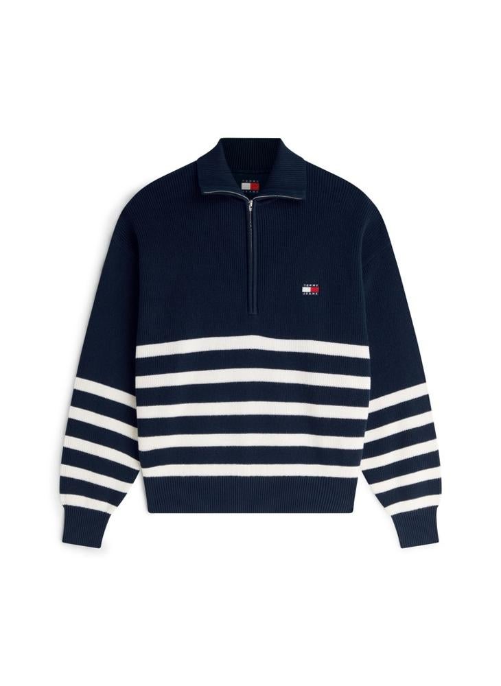 TOMMY JEANS Badge Stripe Quarter-Zip Jumper - Image 5