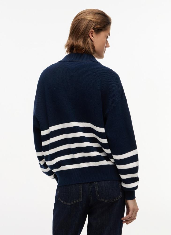TOMMY JEANS Badge Stripe Quarter-Zip Jumper - Image 2