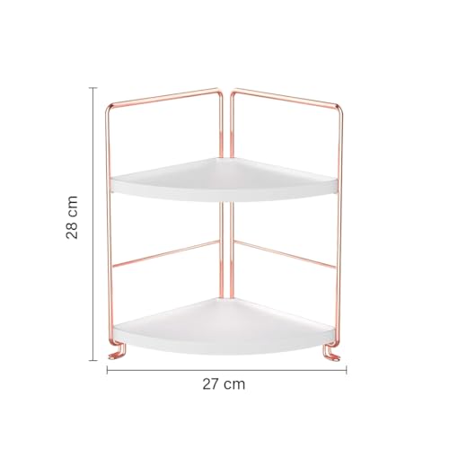oddpod™ 2-Tier Corner Storage Rack Bathroom Countertop Organizer/Stackable Standing Makeup Storage Holder, Vanity Tray, Cosmetic & Spice Rack Shelf Cabinet for Kitchen and Bathroom (Rose Gold) - Image 2