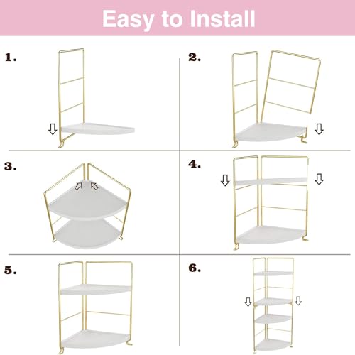 oddpod™ 2-Tier Corner Storage Rack Bathroom Countertop Organizer/Stackable Standing Makeup Storage Holder, Vanity Tray, Cosmetic & Spice Rack Shelf Cabinet for Kitchen and Bathroom (Rose Gold) - Image 5