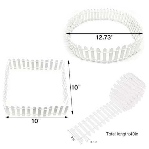 Prsildan Miniature Fairy Garden Fence, 40"(L) x 2"(H) DIY Wood Picket Fence Mini Ornament for Dollhouse (White, 2 Pack) - Image 2