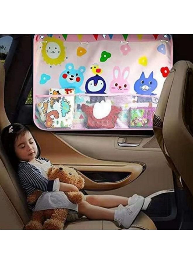 GGEROU Cute Cartoon Sunshades, Car Window Shades with Mesh Pocket - Image 1
