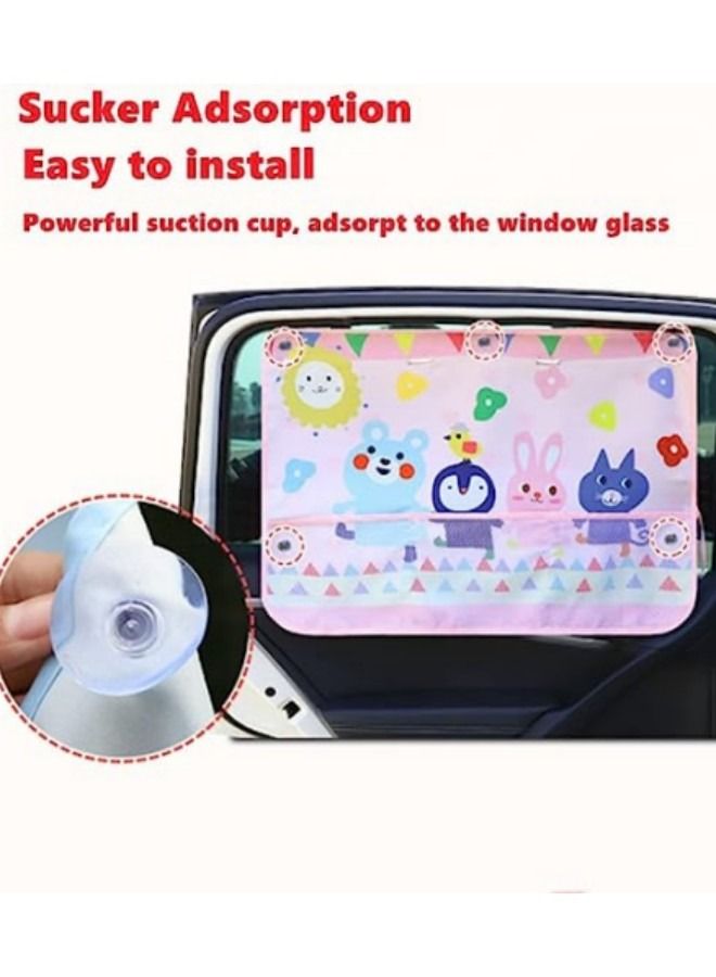 GGEROU Cute Cartoon Sunshades, Car Window Shades with Mesh Pocket - Image 2