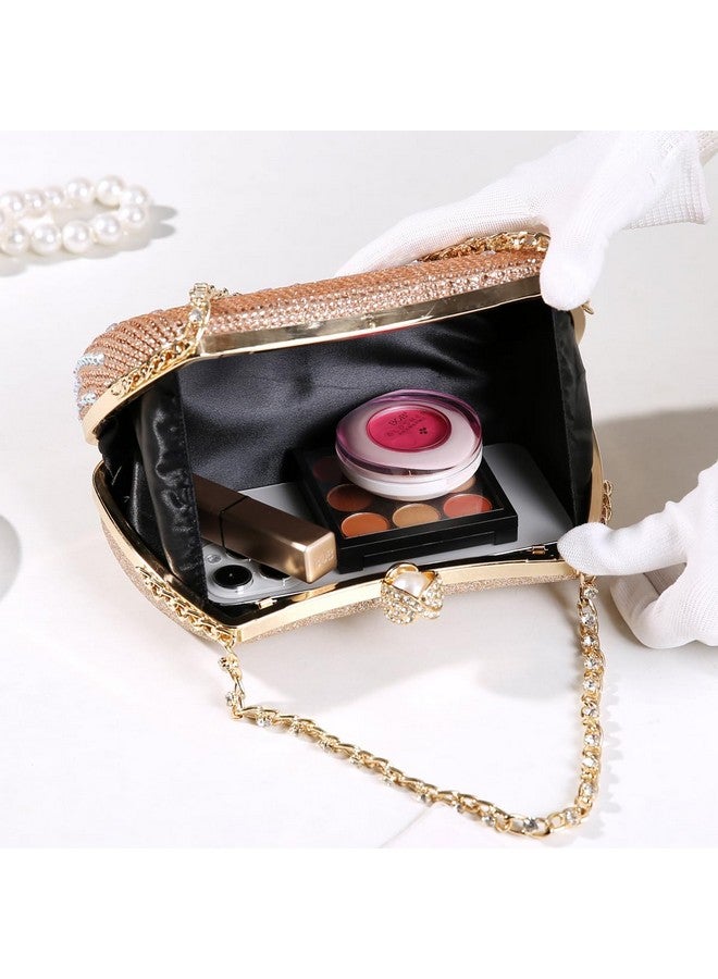 Dreubea Womens Fashion Rhinestone Evening Handbag with Chain Shiny Tote Clutch Bag Silver - Image 2