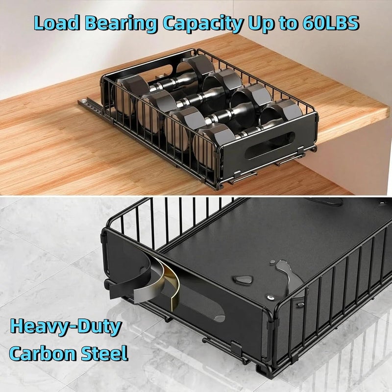 SALADAYS Pull-Out Cabinet Organizer, Heavy-Duty Iron Cabinet Storage Basket with Nano-Adhesive Mount, Drill-Free Easy Installation for Kitchen, Bathroom, Pantry Storage - Image 5