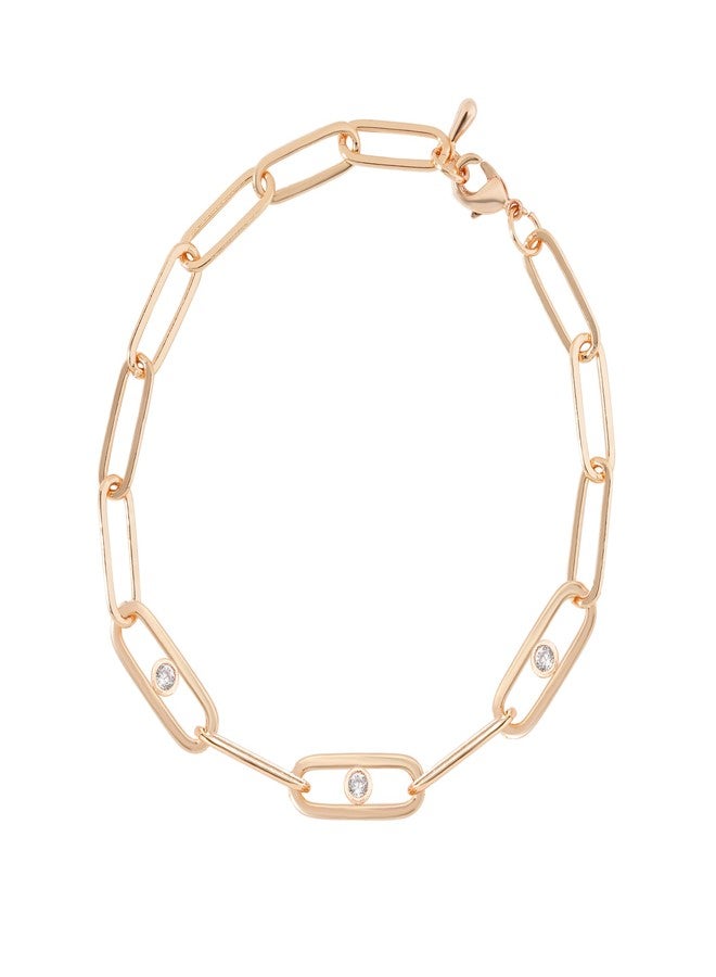 مينوتيا سوار/إسوارة/كادا/سوار معصم قابل للتعديل من النحاس الأصفر بتصميم أنيق من مينوتيا، مرصع بألماس الزركونيا المكعبة النمساوية - ذهب وردي | هدية رائعة وفريدة من نوعها لطيفة على البشرة للنساء والفتيات - Image 1
