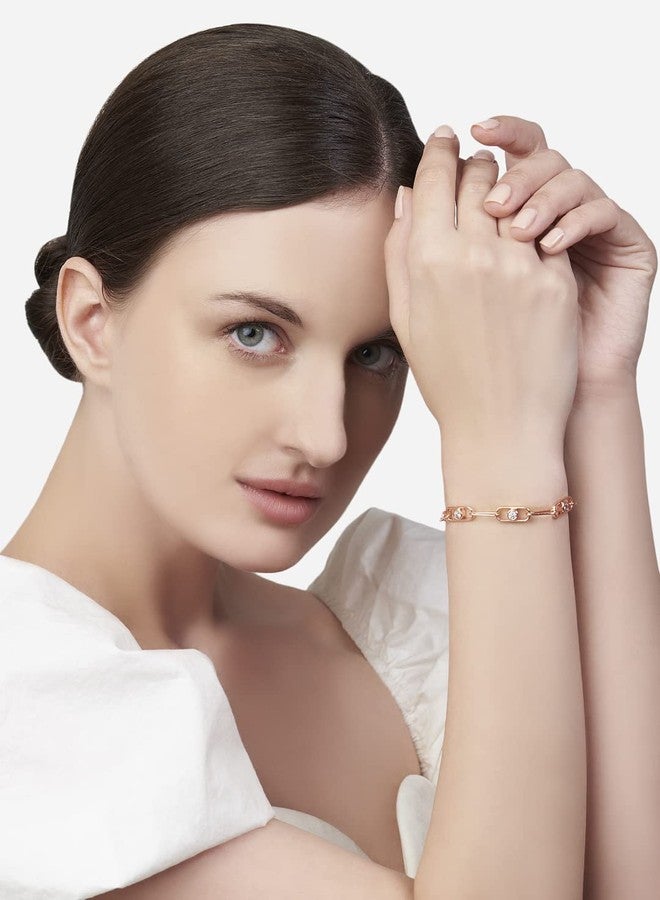 مينوتيا سوار/إسوارة/كادا/سوار معصم قابل للتعديل من النحاس الأصفر بتصميم أنيق من مينوتيا، مرصع بألماس الزركونيا المكعبة النمساوية - ذهب وردي | هدية رائعة وفريدة من نوعها لطيفة على البشرة للنساء والفتيات - Image 3