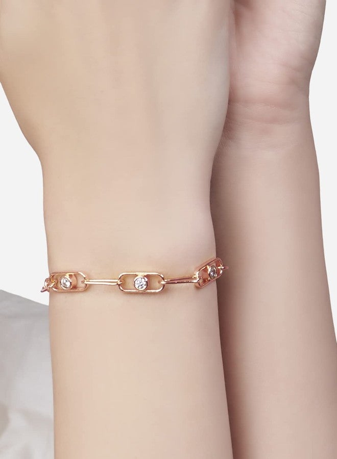 مينوتيا سوار/إسوارة/كادا/سوار معصم قابل للتعديل من النحاس الأصفر بتصميم أنيق من مينوتيا، مرصع بألماس الزركونيا المكعبة النمساوية - ذهب وردي | هدية رائعة وفريدة من نوعها لطيفة على البشرة للنساء والفتيات - Image 2