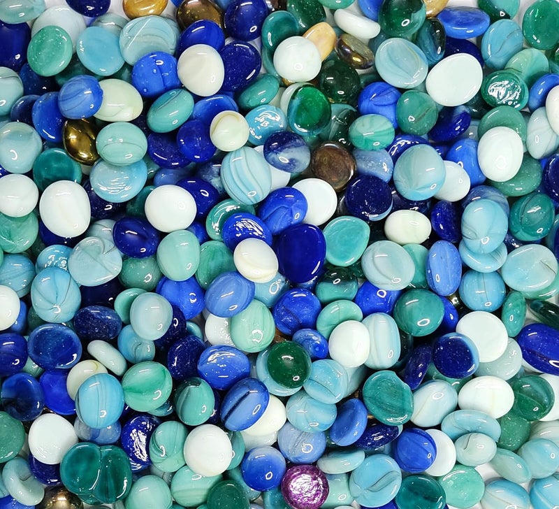 DS1 Glass Pebbles Stones for Aquariums Fish Tank Fireplace Firepit Glass Vase Filler Plants Pot Garden Lawn Table Decor for Indoor and Outdoor Home Dcor Opaque Milky Round 2 Kg