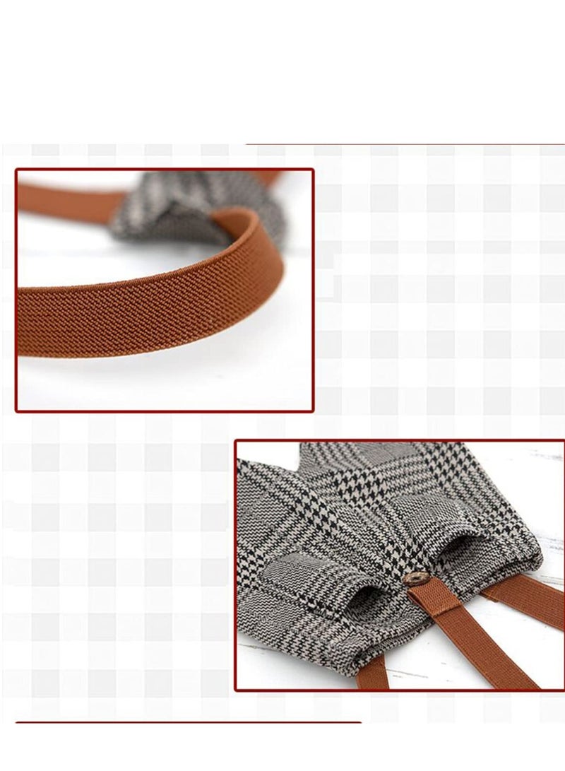 Newborn Photography Props: Retro Plaid Suspenders, Flat Cap, and Duck Tongue Hat Suit for Boys - Stylish Dark Gray Outfit for Cool Baby Boys. - Image 3