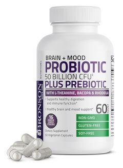 Bronson Brain + Mood Probiotic 50 Billion Cfu Plus Prebiotic With Ltheanine Bacopa And Rhodiola Nongmo 60 Veg caps  - Image 5