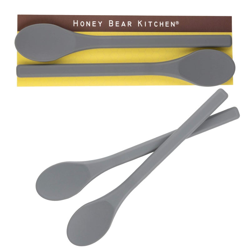 Honey Bear Kitchen Silicone Stirring Spoon Set of 2 Stone Grey for Coffee Tea