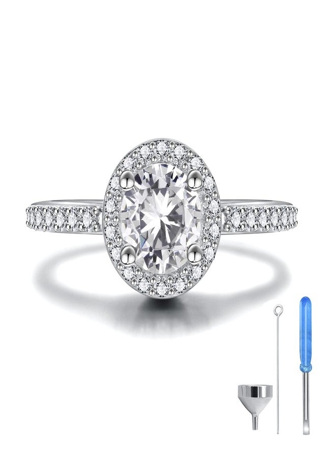 MANBU Sterling Silver Urn Ring For Ashes - Women Cremation Memorial Keepsake Ring with Cubic Zirconia Bereavement Jewelry Gift for A Loss of the Loved One (8#) - Image 1