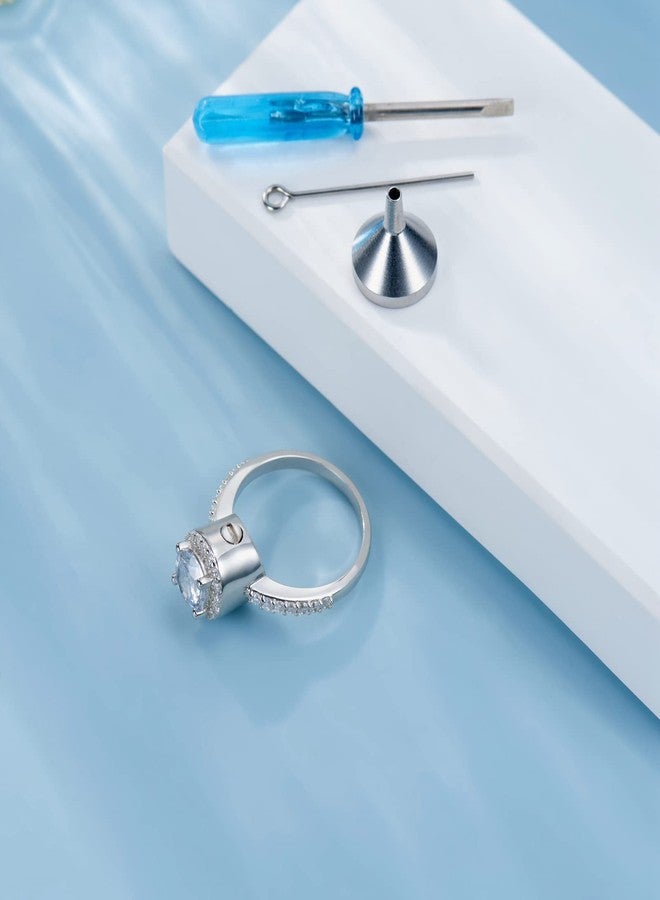 MANBU Sterling Silver Urn Ring For Ashes - Women Cremation Memorial Keepsake Ring with Cubic Zirconia Bereavement Jewelry Gift for A Loss of the Loved One (8#) - Image 4