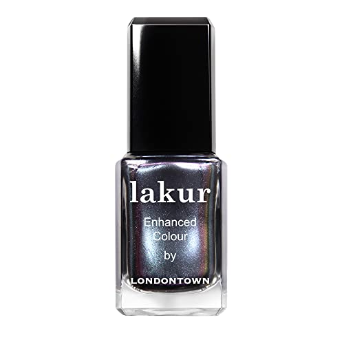 LONDONTOWN lakur Nail Polish  ChipResistant NonToxic Conditions  Hydrates Nails  Multichromatic Metallic BlueGray Shimmer Skyline Reflect 40 fl oz