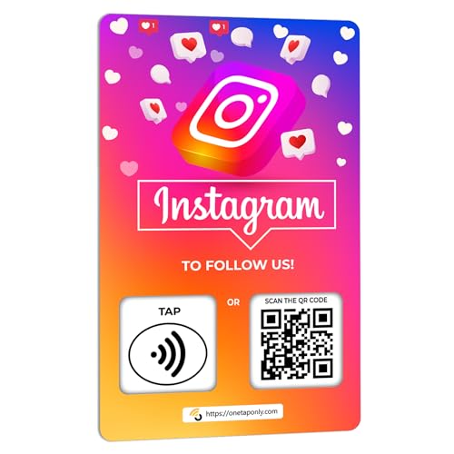 One Tap Only NFC Business Card 1 Pack Follow us card Contactless Smart Tap QR Code Compatible with Instagram System Reusable Feedback Tool for Restaurants Local Businesses Works with All Phones - Image 1