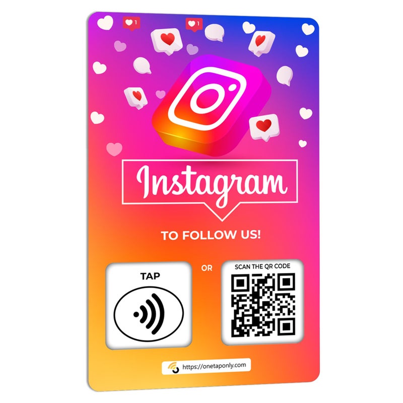 One Tap Only NFC Business Card 1 Pack Follow us card Contactless Smart Tap QR Code Compatible with Instagram System Reusable Feedback Tool for Restaurants Local Businesses Works with All Phones - Image 2